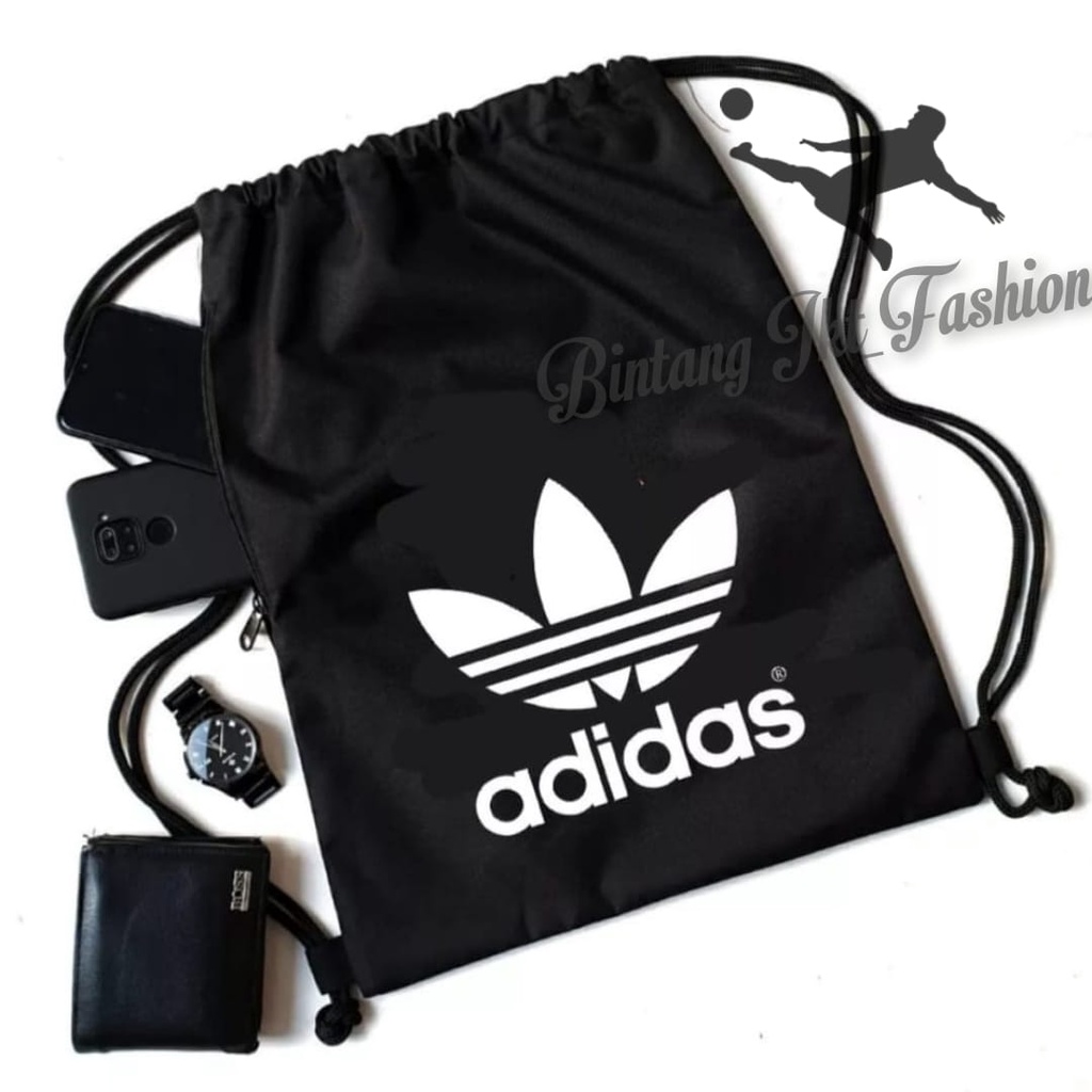 Tas Serut Futsal Adidas - Tas Ransel Logo Adidas Anti Air // Tas Serut Olahraga Cowok Cewek // Tas S