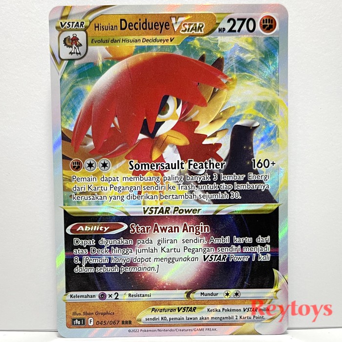 Kartu Pokemon Indonesia 045 Hisuian Decidueye Vstar Rrr - S9A