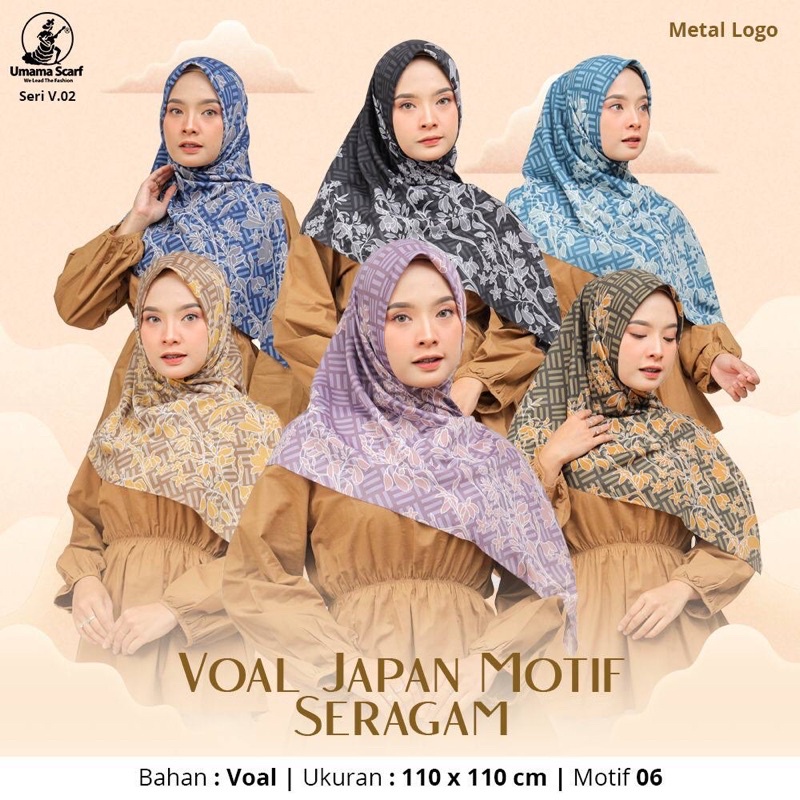 HIJAB VOAL MOTIF UMAMA OSAKA JAPAN HIJAB SQUARE MOTIF SEGIEMPAT/HIJAB MOTIF