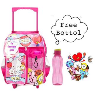 Tas Troli Anak Perempuan Karakter SD/TK Tas Dorong Pony Frozen Lol Bts FREE BOTOL