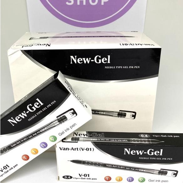 

∞ Bolpoin New Gel Van-Art V-01 (1kotak 12pc), bolpen, gelpen, newgel ¢