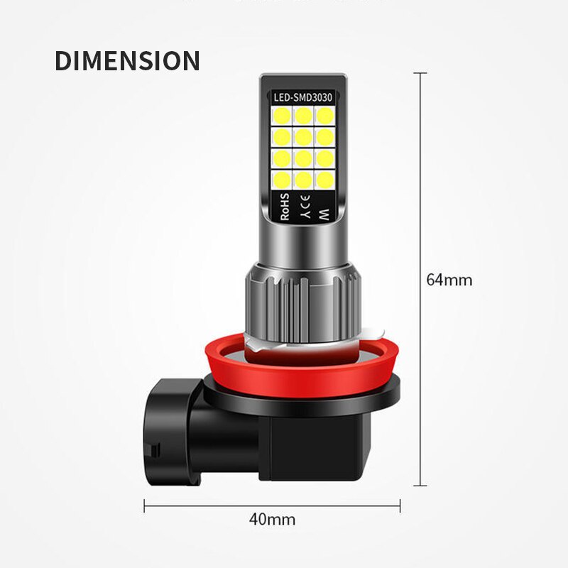 1Pcs 【LED】 Lampu LED Putih H11  Two Color 24SMD untuk Headlight / Fog lamp Mobil Lampu Depan 3030 SMD 12-24V Anti Kabut Untuk Mobil