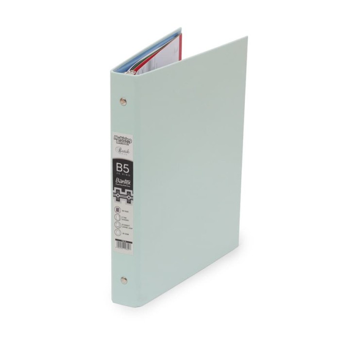 

B5 PP MULTI RING BINDER 20 HOLE 1336 76 COOL AQUA BANTEX