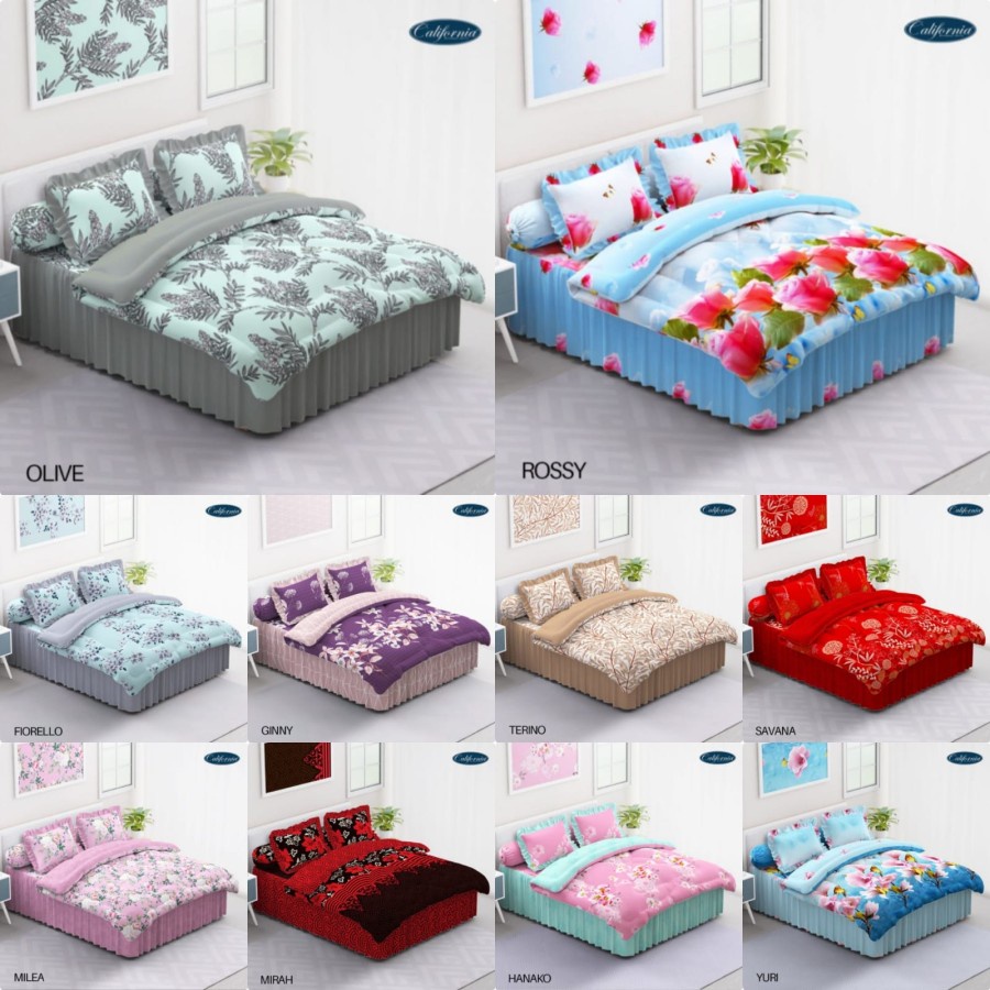 BEDCOVER CALIFORNIA 180 X 200 SPREI RUMBAI