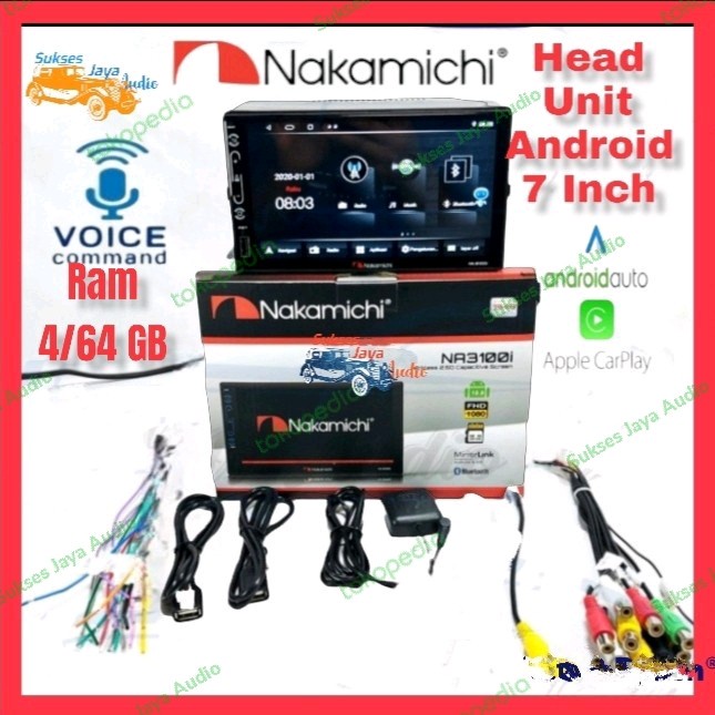 Hum Head Unit Android Nakamichi 7 Inch T5 Na 3001I Dsp,Carplay,Ram 4/64 Gb
