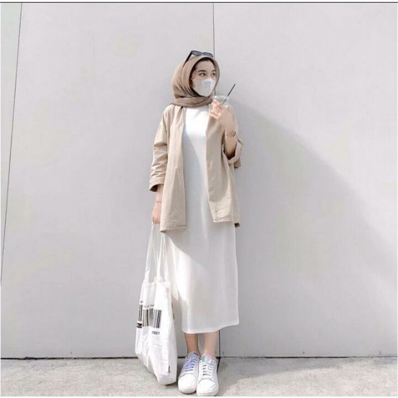 Inner Dress Tanpa Lengan Turtle Neck Scuba Premium  Long Dress Outer Terbaru 2023