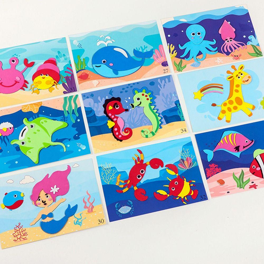 Populer 12PCS/Set Stiker Busa EVA 3D Untuk Anak Interaksi Orang Tua-Anak Mainan Puzzle Mainan Edukasi Dini