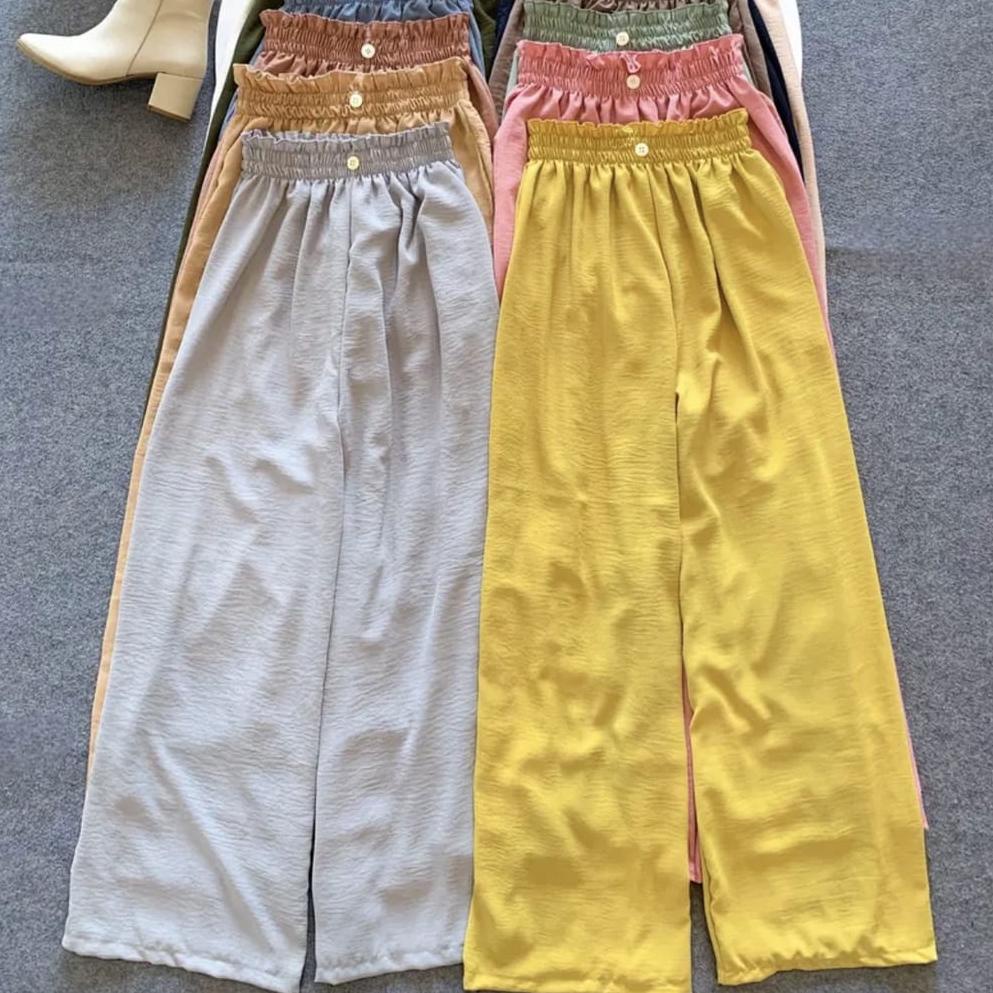 {BIR.21De22ᵀ} Celana Kulot Crincle Crinkle Kancing Serut Susun Airflow Rayon Panjang Wanita Premium 