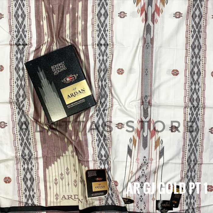 {FamilyStore} SARUNG ARDAN JAQUARD PUTIH SARUNG ARDAN JSP GOLD ORIGINAL by KETJUBUNG - AR GJ GOLD PT