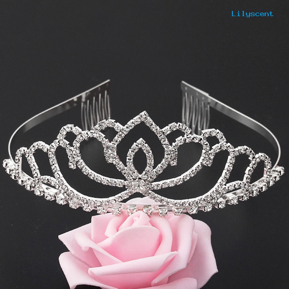 [LS]Elegant Wanita Mengkilap Berlian Imitasi Mahkota Tiara Bando Pesta Pernikahan Prom Perhiasan