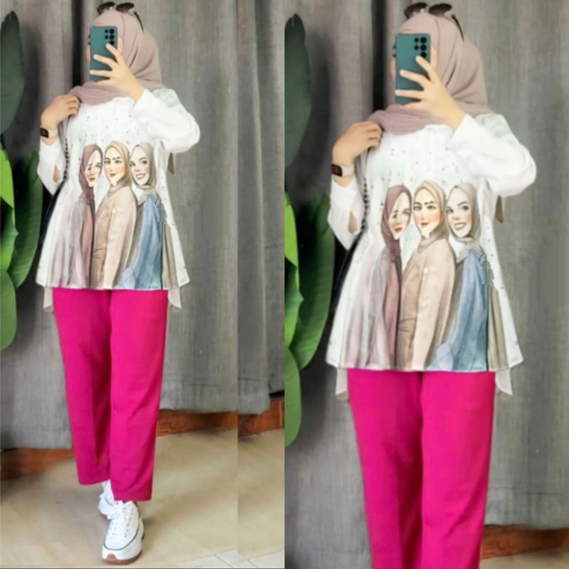 Nia One Set / Setelan Wanita / One Set Kekinian / Baju Remaja / One Set Besti / Setelan Celana / Set