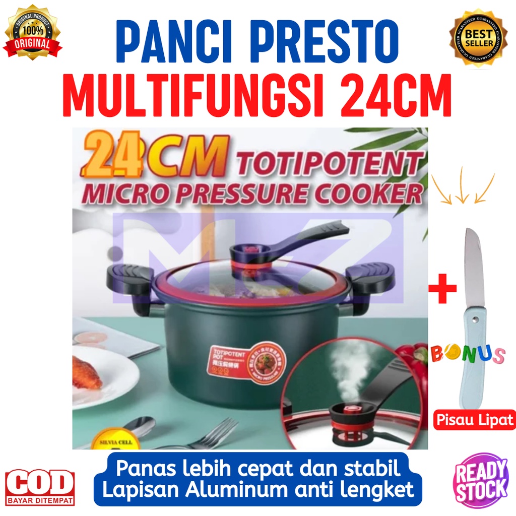 Panci Presto Multifungsi 24cm Shuang Xiong Bonus Pisau Lipat