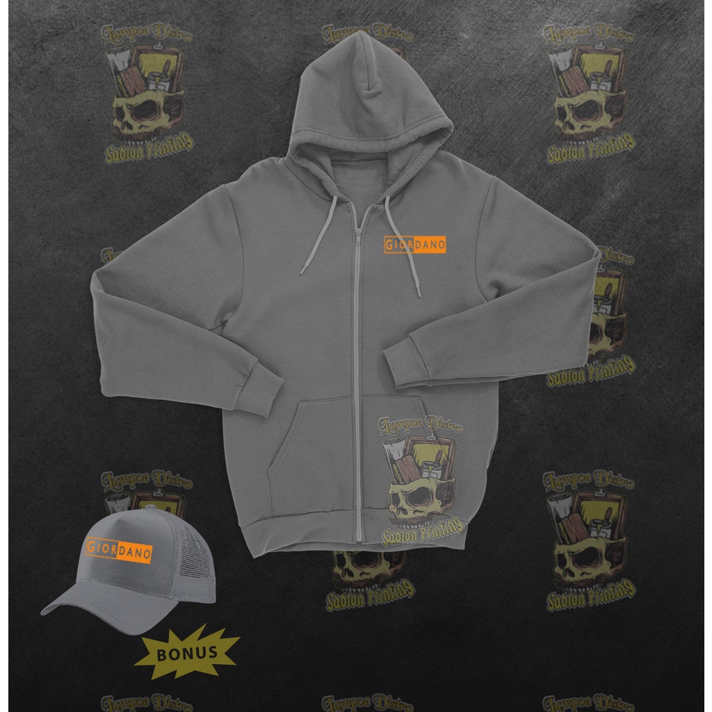 Free TOPI Zipper Giardano blok Quality Gold Premium Baju Tshirt Lengan Tebal Crewneck Branded Origin