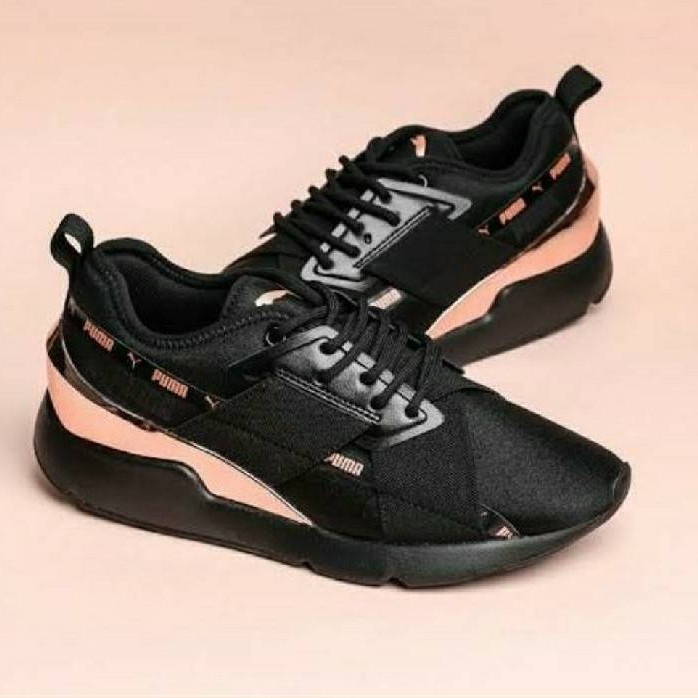 Sepatu Puma Muse X2 Metalic Black Rose Gold Premium Original
