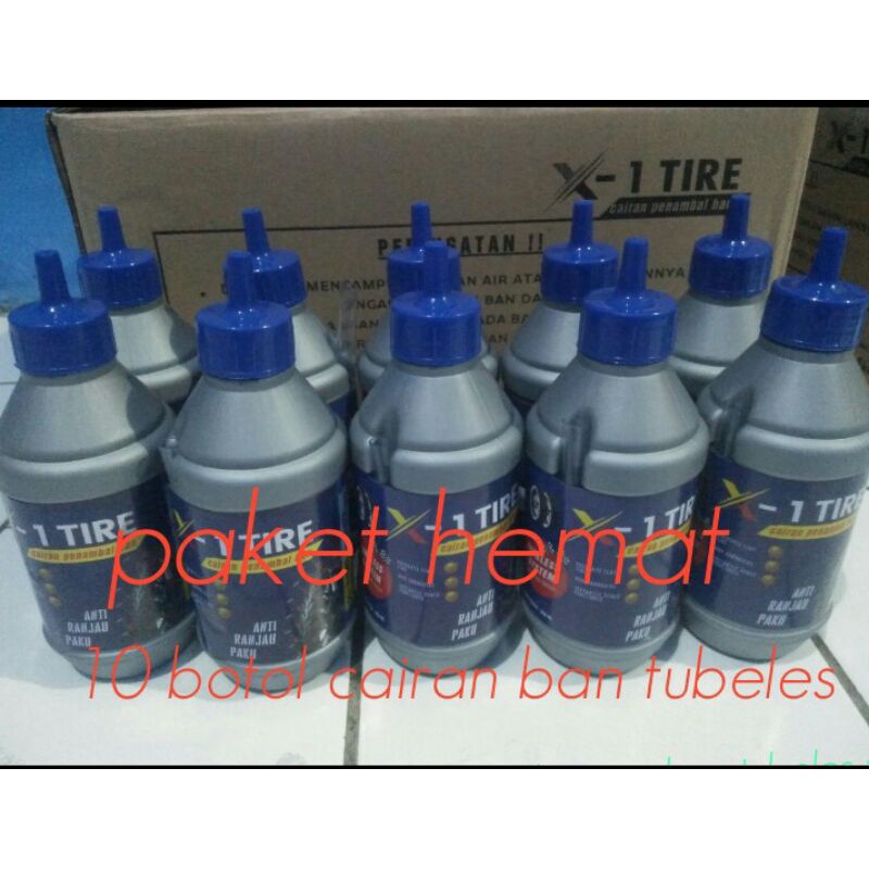 paket hemat 10 botol cairan ban tubeles x-1 tire