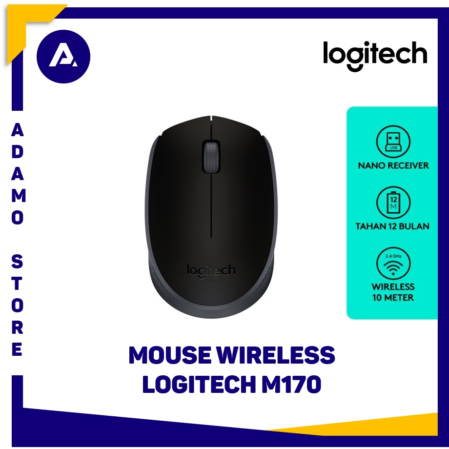 Mouse Wireless Logitech M170 Hitam Garansi Resmi
