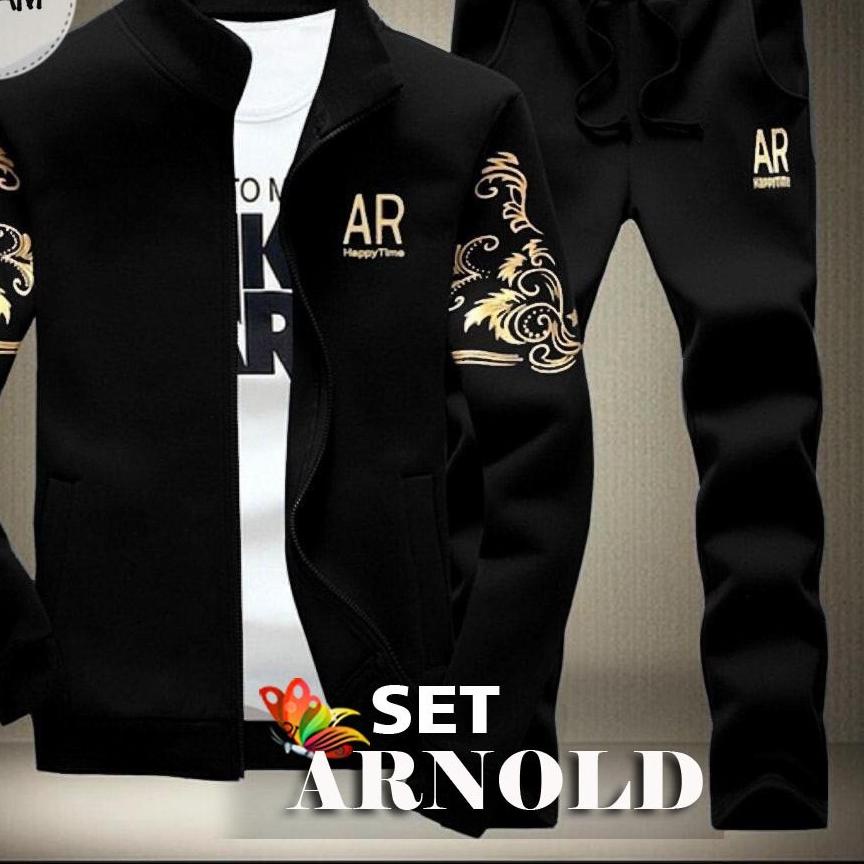 ➜♪✲❊ SET ARNOLD TRAINING | SETELAN PAKAIAN OLAHRAGA PRIA BABYTERRY TEBAL, SABLON FOIL EMAS, ADA SELE