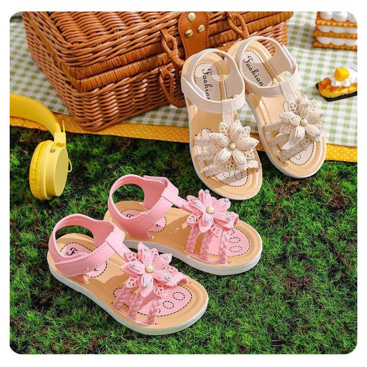 Sandal Jelly Slippers Girls Bunga Matahari Strip 3 Import High Quality RF