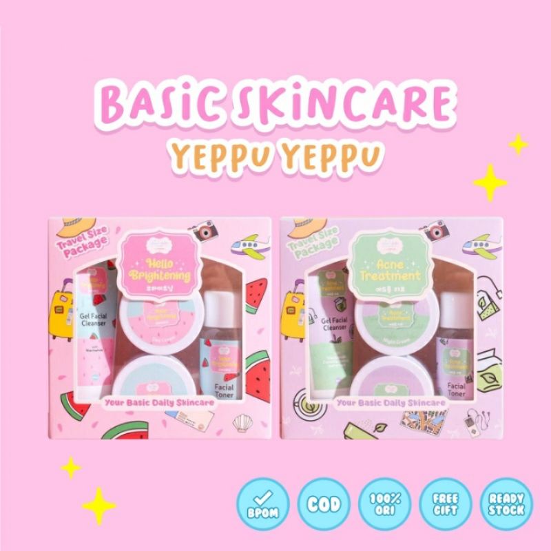 SKINCARE TRAVEL SIZE YEPPU YEPPU BY KIYOWO BPOM HALAL | BASIC SKINCARE YEPPU YEPPU BY KIYOWO | ACNE 