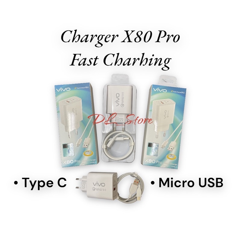 CHARGER VIVO X80 PRO FAST CHARHING 5V=5.8A MICRO &amp; TYPE C TC VIVO X80 PRO