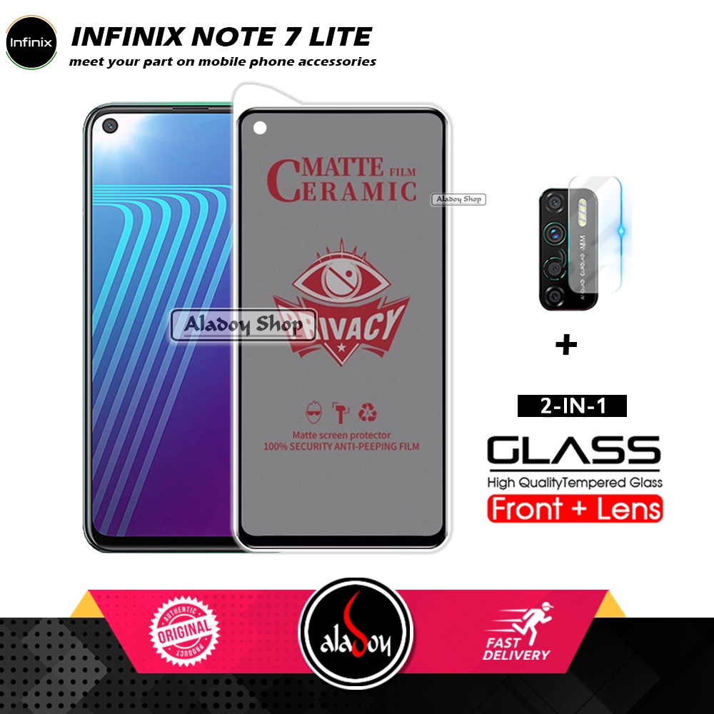 PAKET 2IN1 Anti Gores Privacy Infinix Note 7 Lite + Tempered Glass Kamera