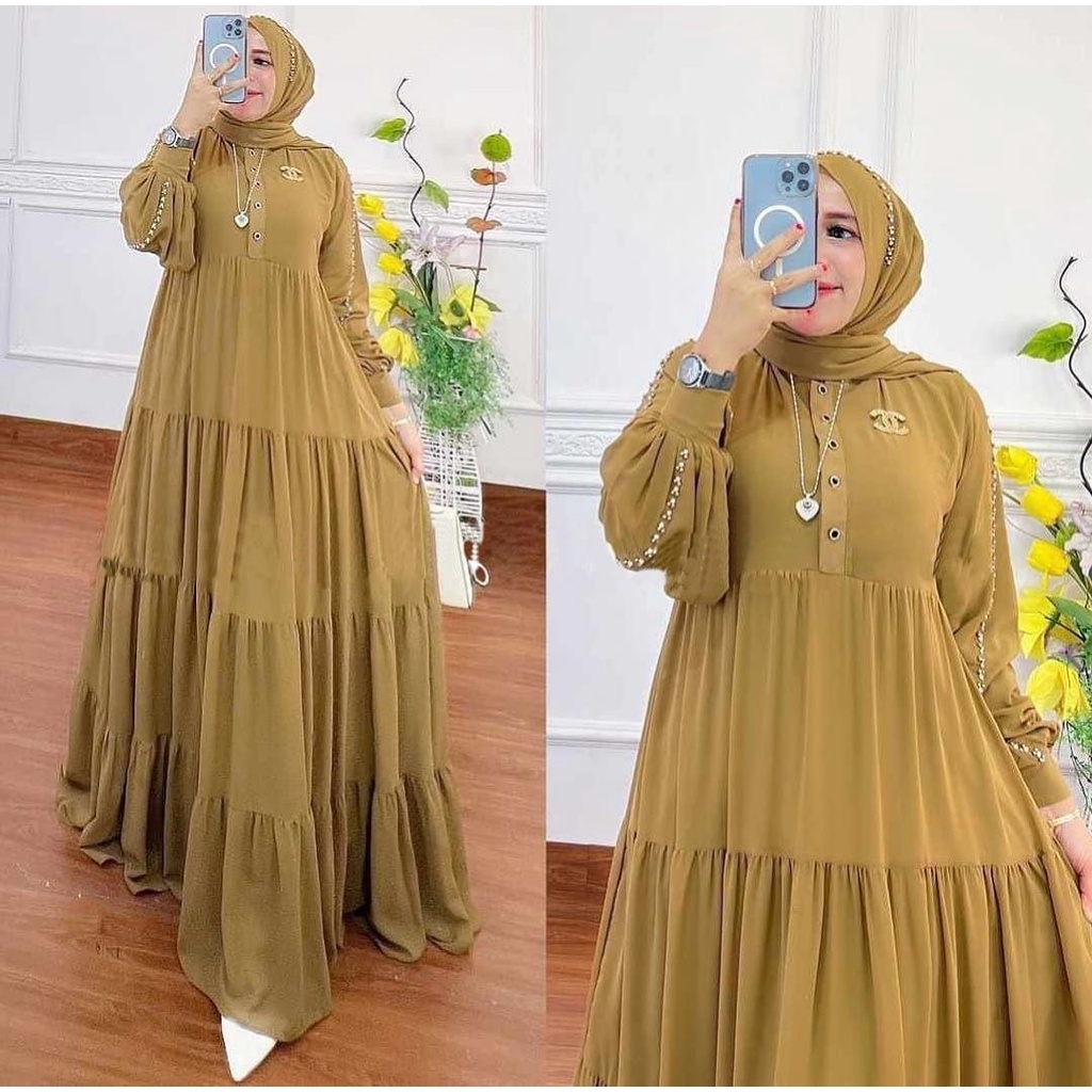 SERENA SET PASHMINA DRESS WD Bahan CERUTY BABYDOLL FULL PURING SIZE M L DAN XL PB 140 CM KANCING DEPAN BUSUI FRIENDLY GAMIS WANITA TERBARU 2023 KEKINIAN DRESS PUTIH JUMBO BUSUI FRIENDLY MAXI DRESS LENGAN PANJANG