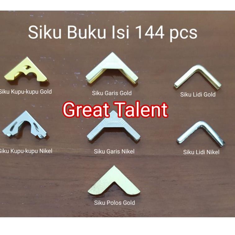 

(C-I6I-») 144 pcs Siku Buku - Siku Yasin - Siku Map Raport - Gold Emas Nikel Silver - Kupu-kupu - Lidi - Garis premium