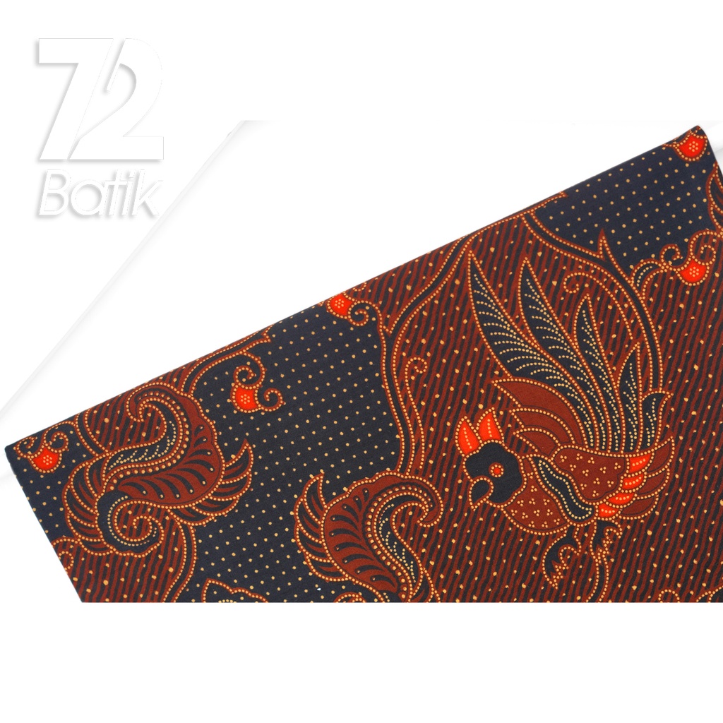 KAIN BATIK KATUN Premium Motif Burung Murai Warna Orange Coklat 723048 Cap 72IL Jarik Jarit Samping Kebat Panjang Batik Katun Modern Premium Bahan Seragam Batik Pernikahan Kantor Keluarga Murah Kamen Jadi Batik Bali Lembaran