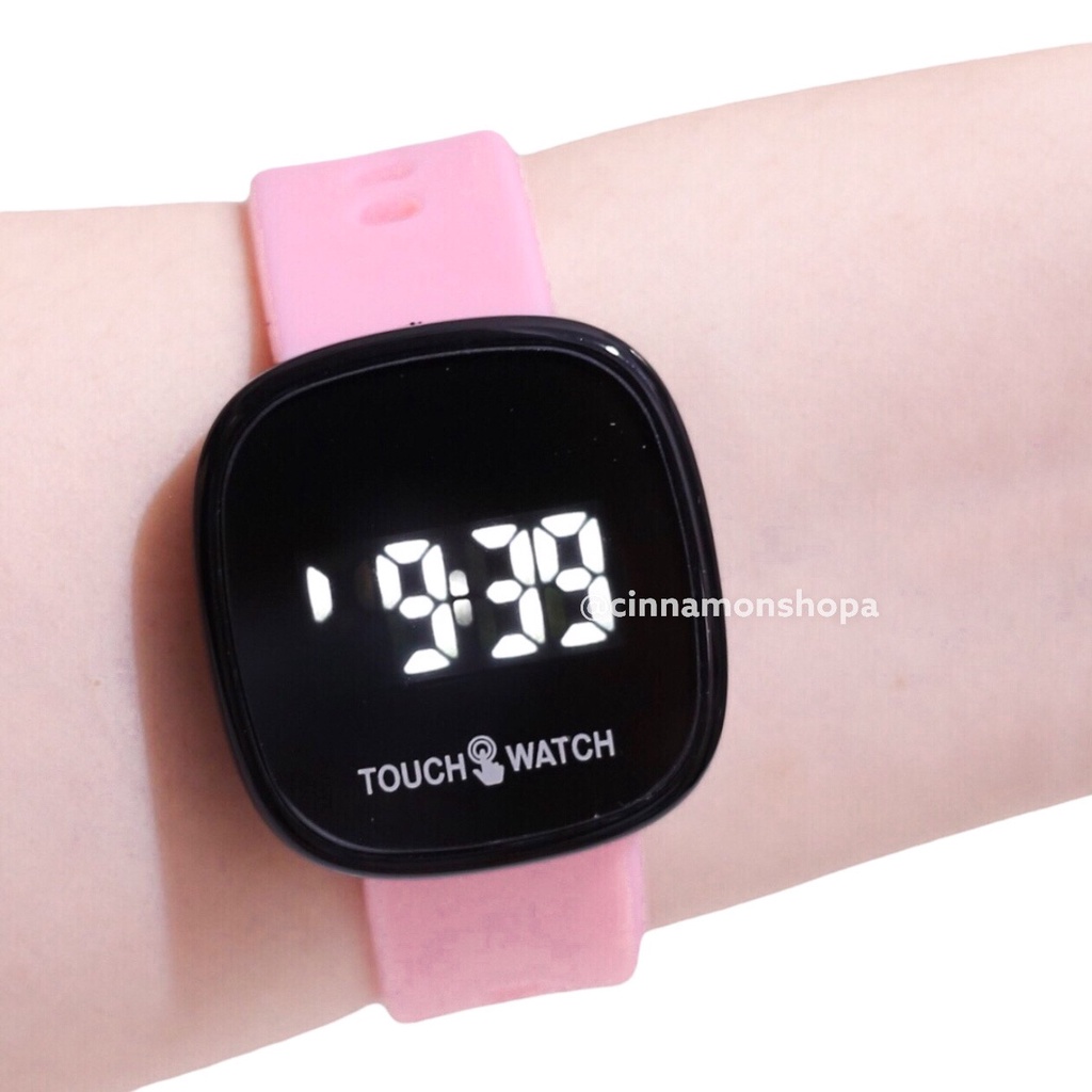 jam tangan digital rubber karet LAMPU LED touch screen ukuran unisex wanita pria FSLED