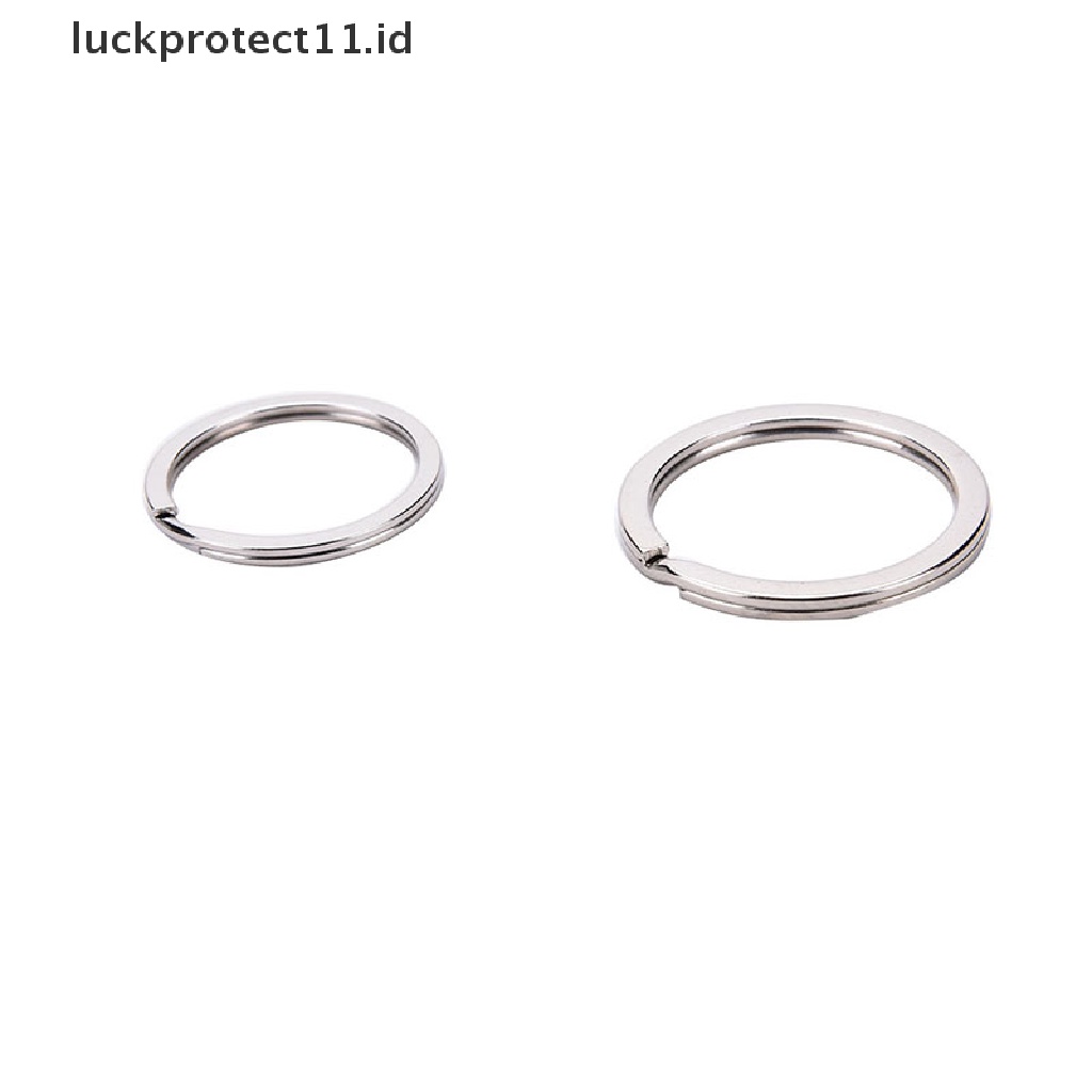 /Fashion Hot//// 100pcs/Set Gantungan Kunci Silvery Stainless Steel Bulat Lingkaran DIY Keyrings 2ukuran.