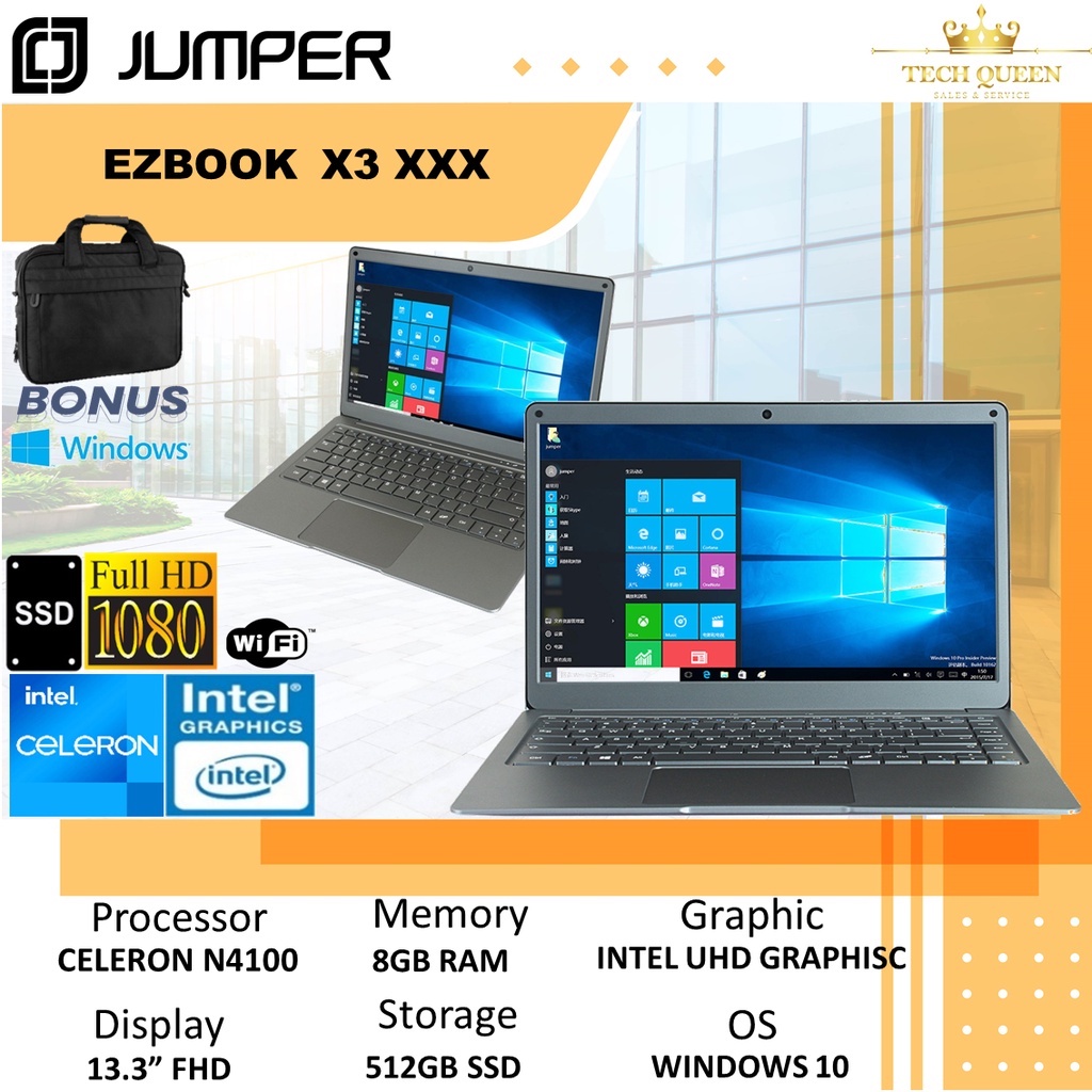 LAPTOP JUMPER EZBOOK X3 CEL 8GB 256SSD WINDOWS 10 13.3 INCHI FHD