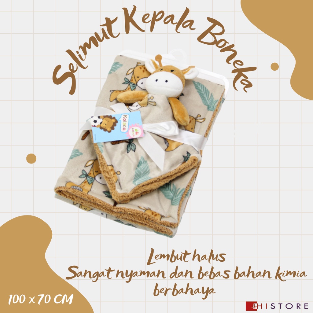 [HI] Kolaco Selimut Kepala Boneka Bayi Ukuran 100 x 70 cm Bahan Premium