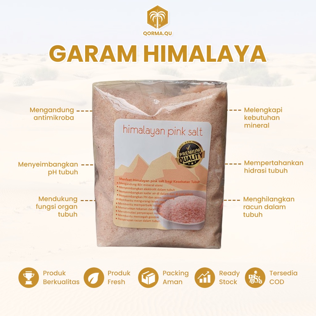 

Ay00! Garam Himalaya Organic 100% Natural Himsalt Organik Himalayan Pink Salt Pure Murni Sea Salt