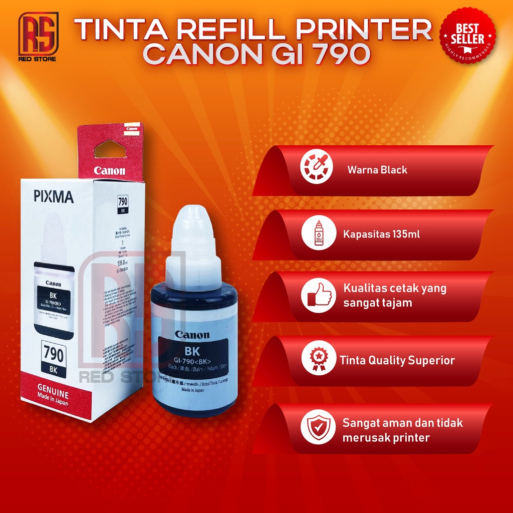 Tinta Canon Gi 790 Black For Printer G1000 G2000 G3000 G4000  G1010 G2010 G3010 G4010