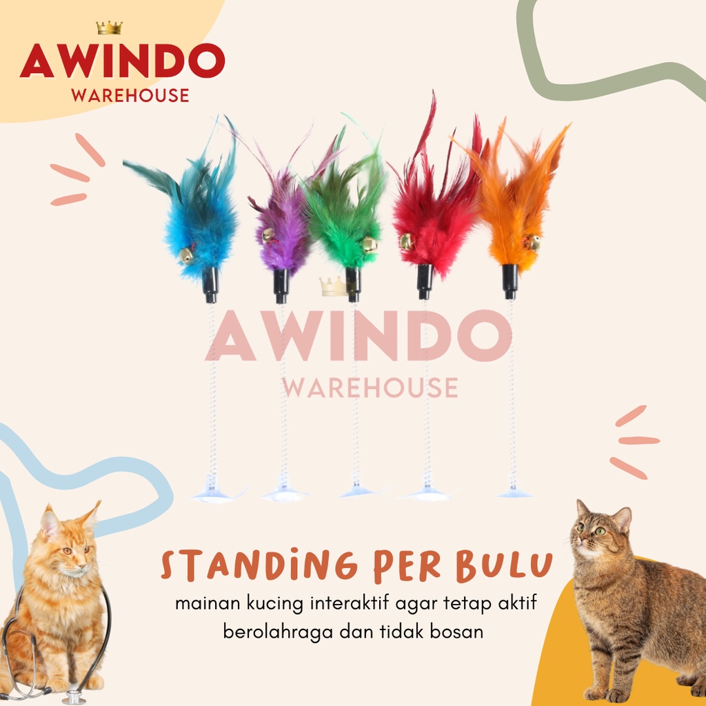 STANDING PER BULU - Mainan Interaktif Lonceng Kucing Adult Kitten