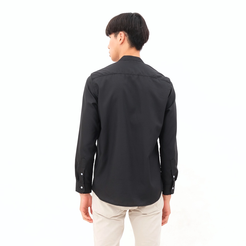 SANVANINA Kemeja Pria Lengan Panjang Kerah Shanghai | Khaby Black Grey E-5100F