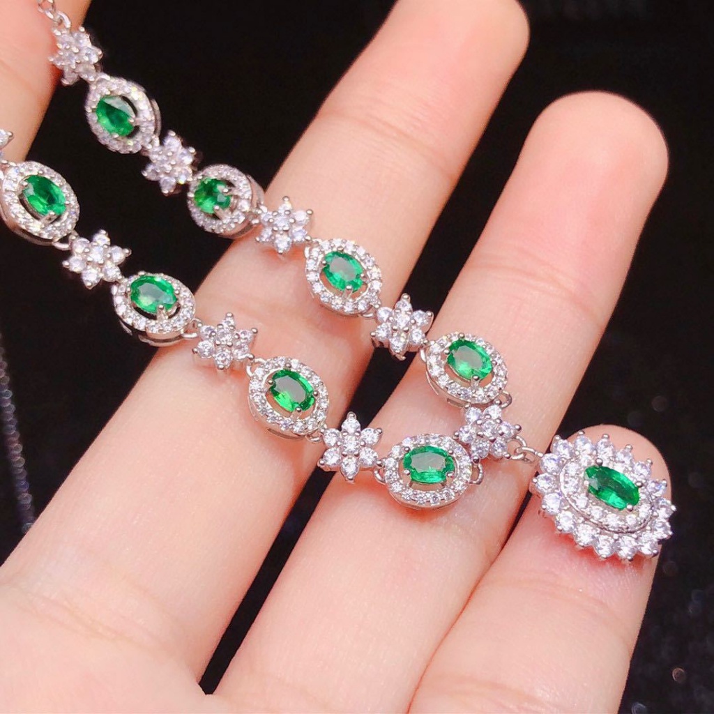 Influencer Siaran Langsung Penjualan Panas Mewah Full Berlian Buatan Zamrud Asli Tourmaline Colorful Treasure Pendant Female Tem