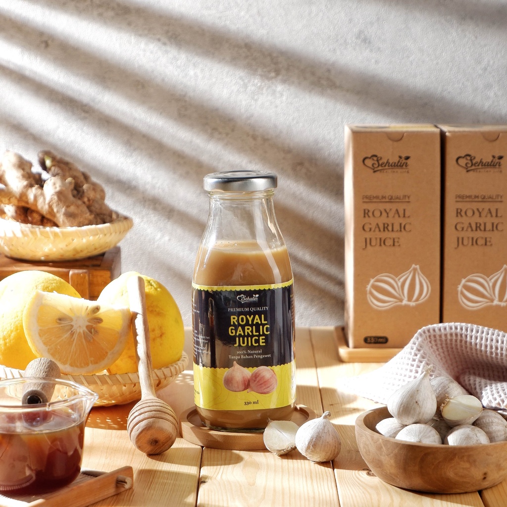 Royal Garlic Juice Jus Bawang Putih Tunggal Alami Tanpa Pengawet Bawang Jahe Lemon Cuka Apel Madu