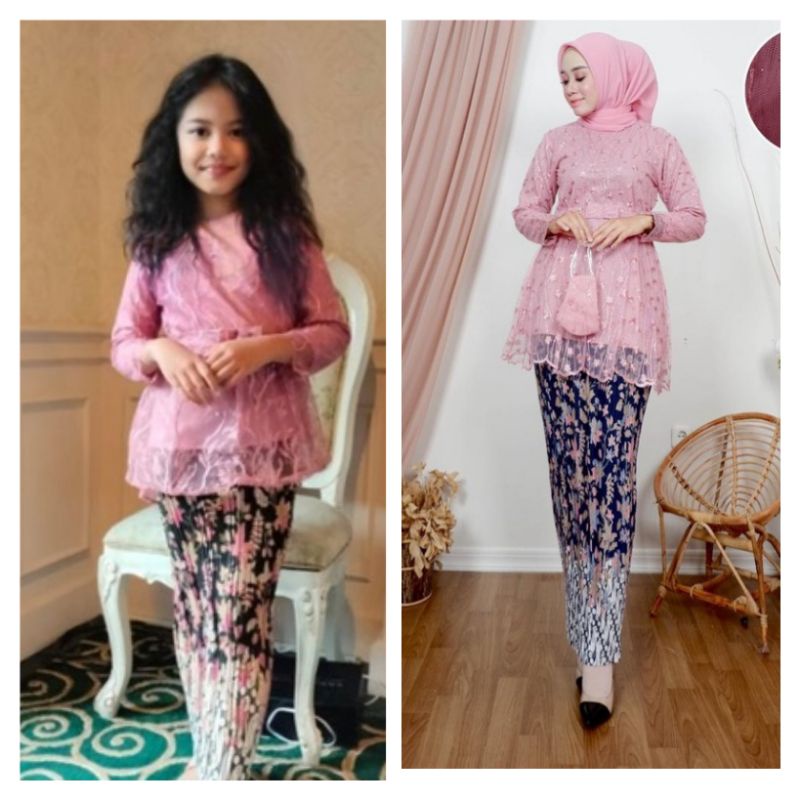 Couple Kebaya ibu Anak Perempuan/Setelan Kebaya Ibu Anak/Kebaya pesta/Couple Baju pesta Keluarga