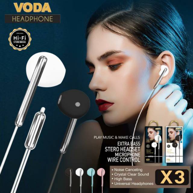 Earphone Headseat Handsfree Voda X3 Extra Bass