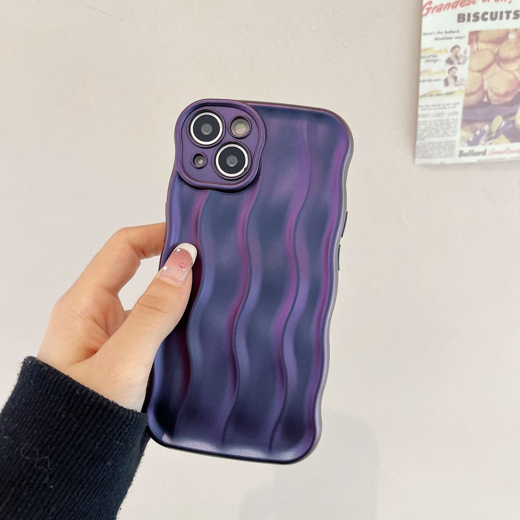 Ins Pola Gelombang Kelas Atas Cocok Untuk Iphone14 14pro 14Plus 14prm iPhone 13 13pro 13prm iPhone 11 7Plus 8Plus Xr XS 12 Pro Max Empat Sudut Casing Ponsel Tahan Guncangan