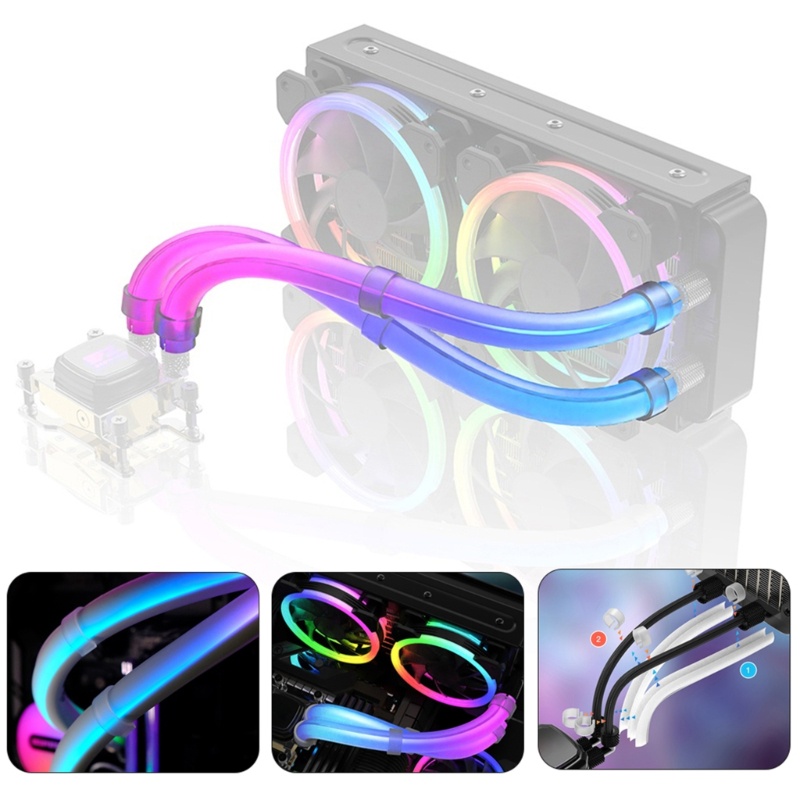 Zzz Luminous Water Cooler Tubing 33cm 30Pcs LED Tabung Lengan 5V 3Pin ARGB Pipa Selang Karet Lembut Aura Sync RGB Light Sleev