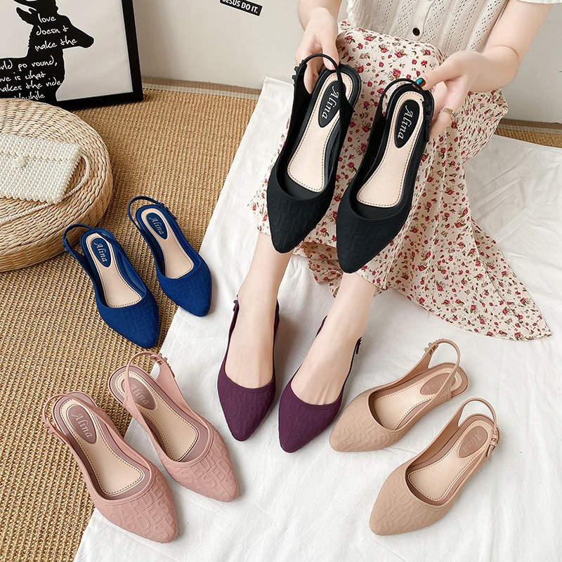 Minipetite SD2218 Sepatu jelly wanita Sepatu Wanita Import Flatshoes Jelly Mules Fashion Heels Wedges import size 36-41