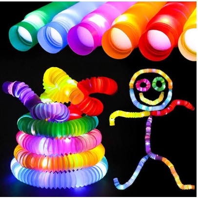 POP Pipes/ Pop Light Mainan Anak Viral Light Up Pop Tubes Pop Pipes Mainan Lampu Stick Pipa Selang Fidget Toy LED P50 1PCS