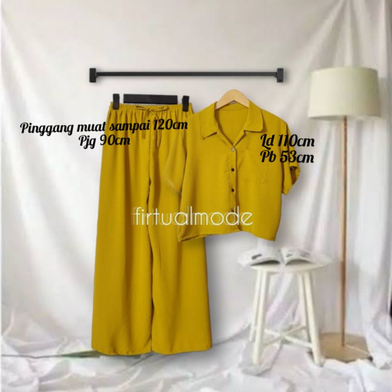 Setcel crop airflow, setcel crop kemeja crinkle