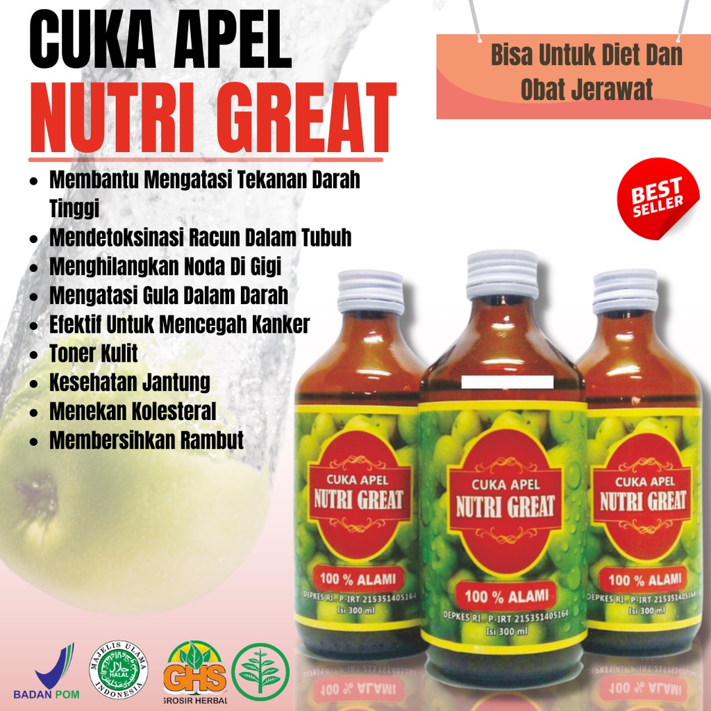 

CUKA APEL | NUTRI GREAT | Cuka Buah Tanpa Pengawet | Multi Khasiat cuka apel multiguna halal