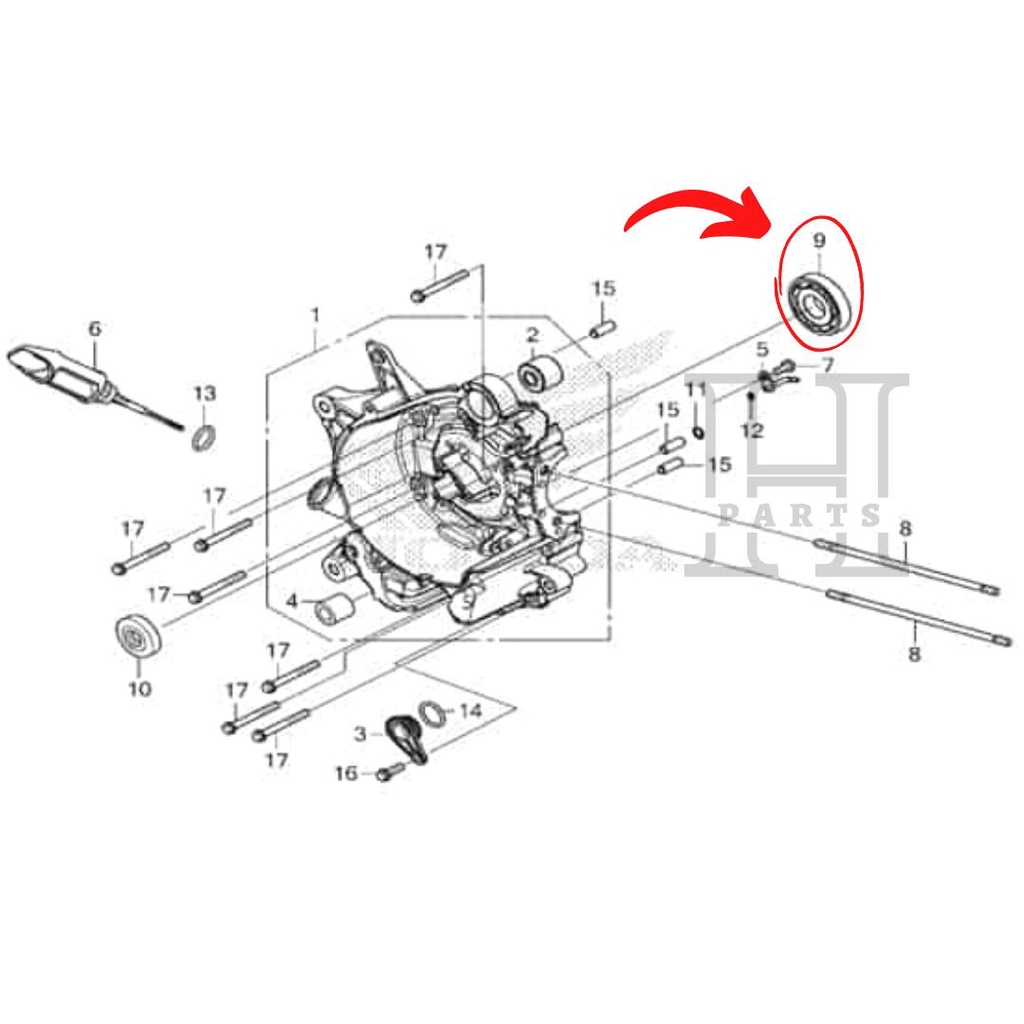 LAHAR LAHER BANTALAN BOLA BEARING KREK AS KANAN BALL RADIAL BEAT K1A GENIO K0J SCOOPY K2F  91001-K0J-N02 ASLI ORIGINAL AHM HGP HONDA