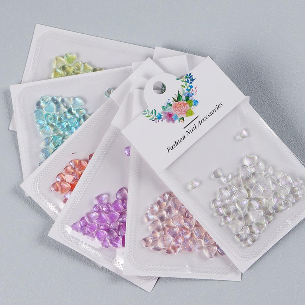 Mxbeauty Heart Nail Art Dekorasi Wanita Shiny Heart Nail Drills Love Heart Manicure Aksesoris Hiasan Kuku Aurora Nail Art Dekorasi