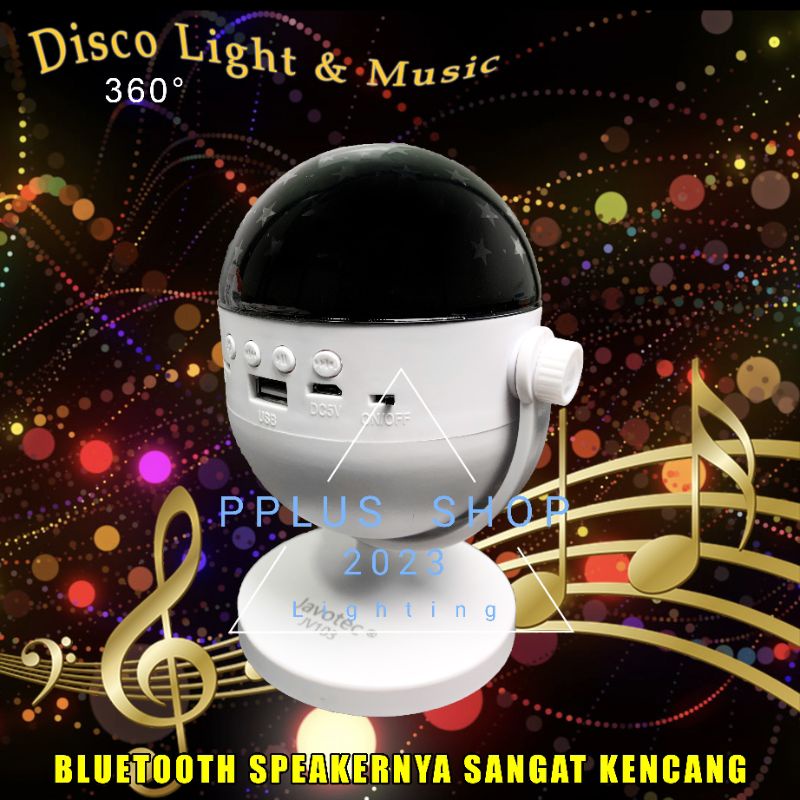 [ Pplus ] Lampu Proyektor Bintang Bulan RGB Protable bluetooth Speaker Musik 2 in 1 - Lampu Proyektor Warna Warni Bintang Bulan Portable Bateria lithium baterai