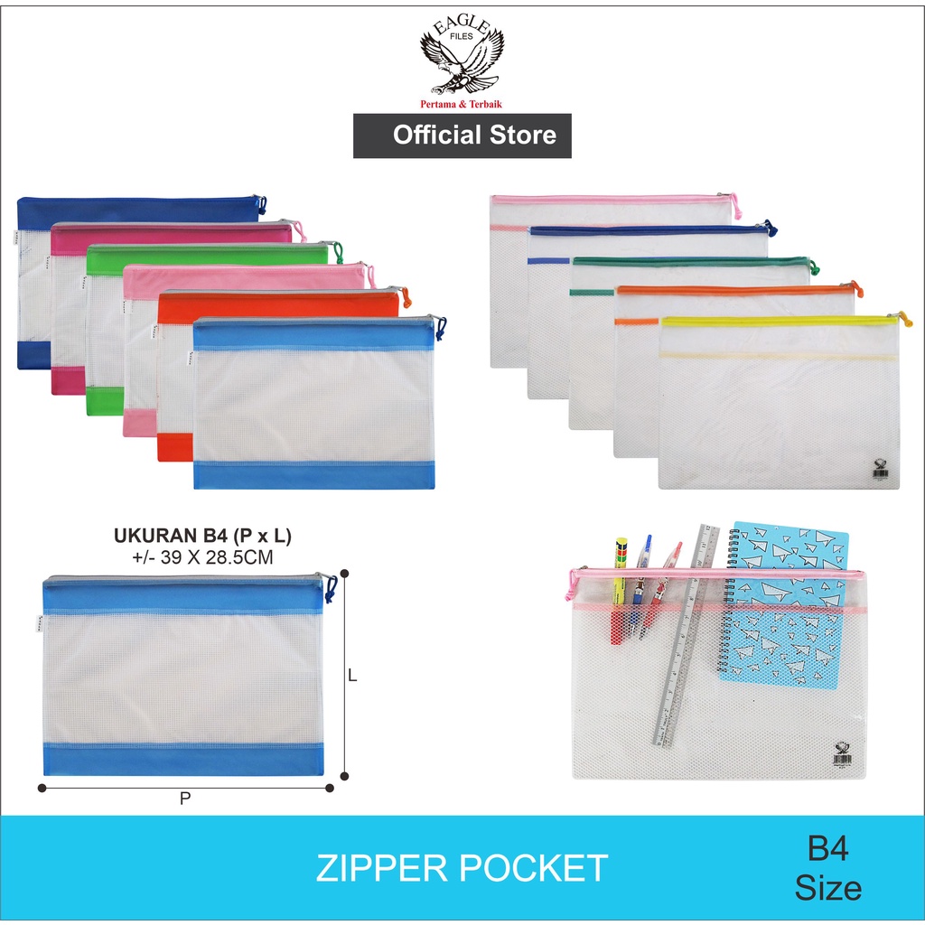 

Zipper Pocket EAGLE Mesh B4 Tempat Pensil Pencil Case Tepak Pensil